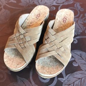New UGG Suede Sandals with Wedge Heel